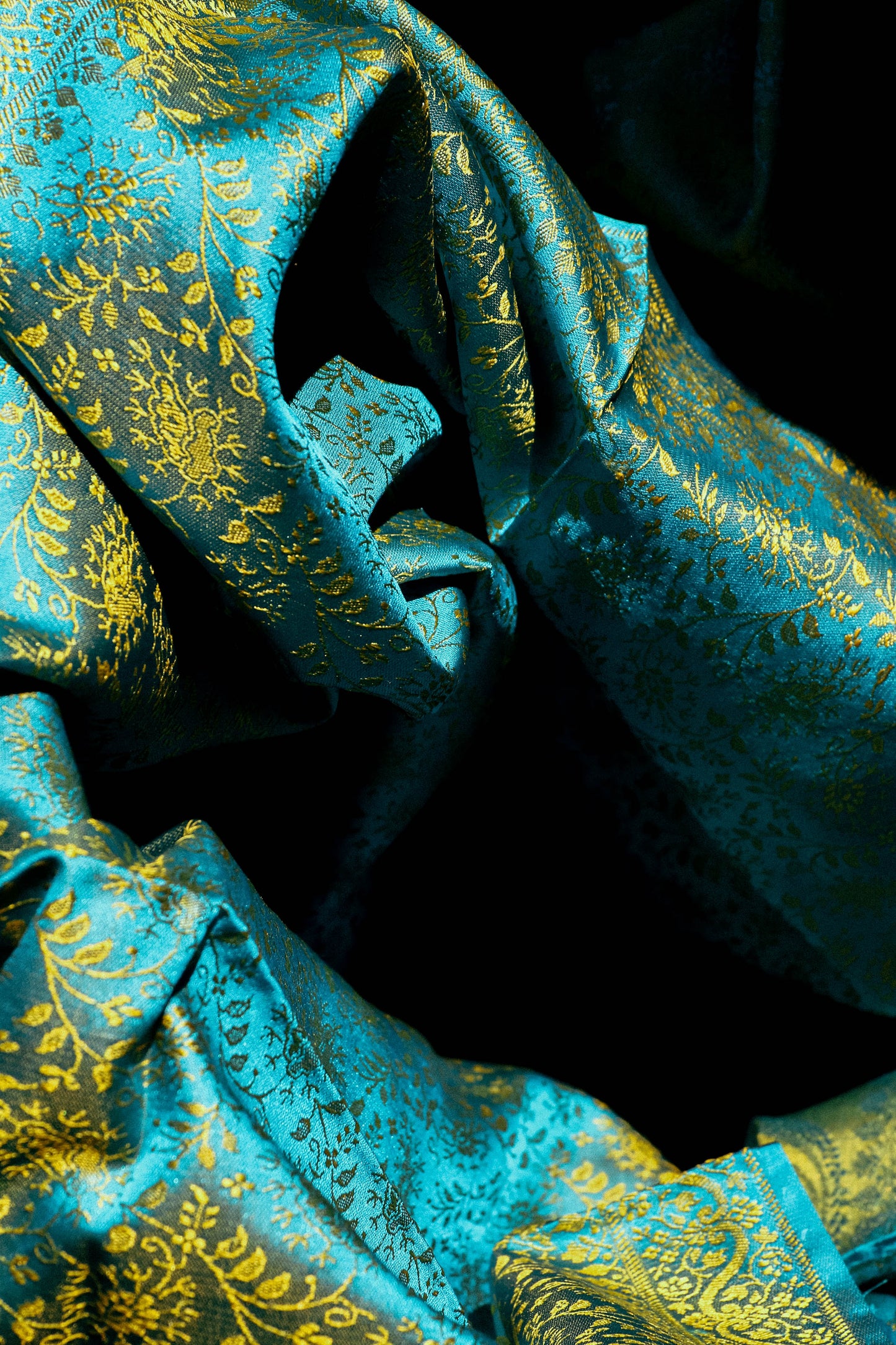 Foulard Swami #032 azzurro e oro