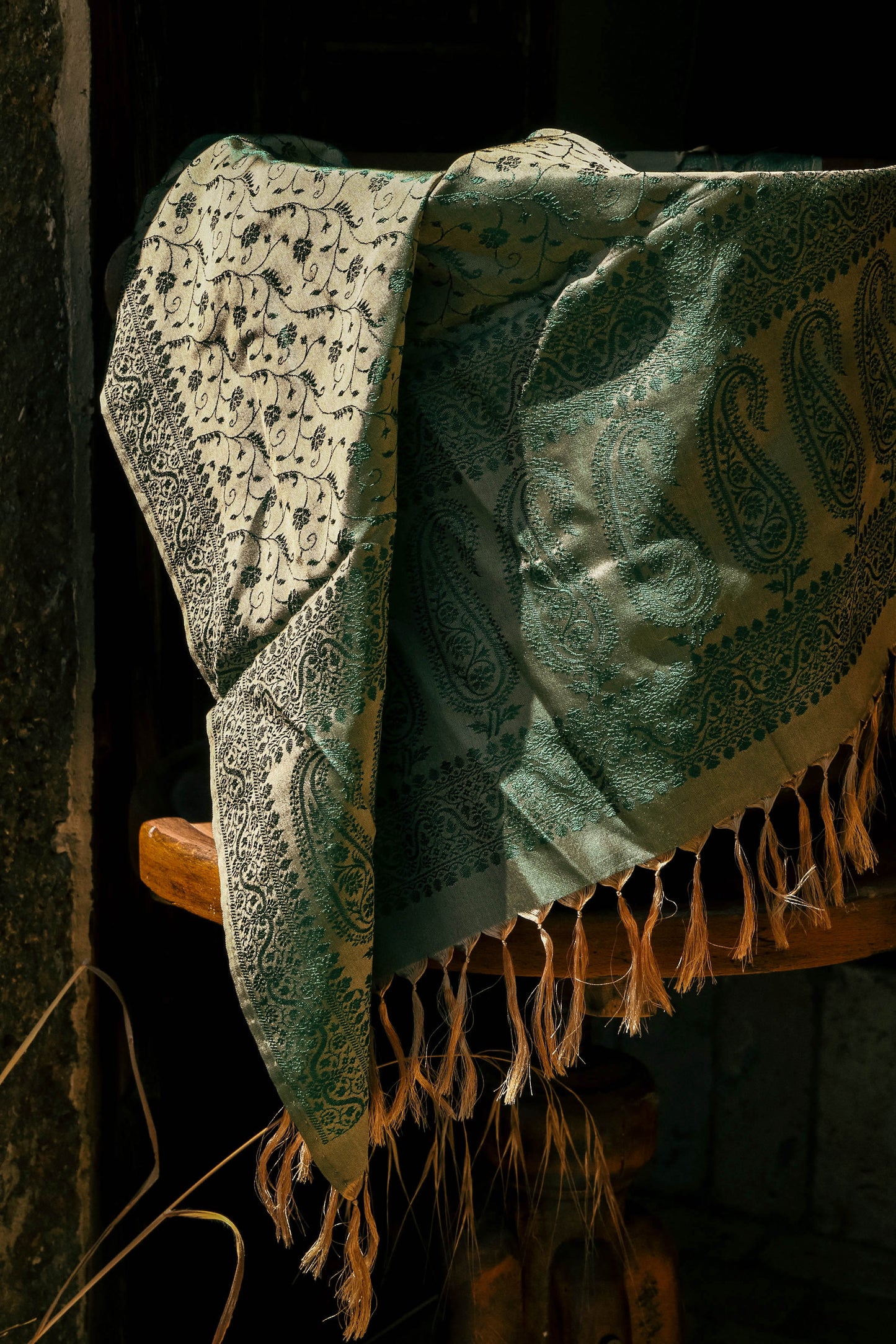 Foulard Hari #051 colori del bosco - verde e oro