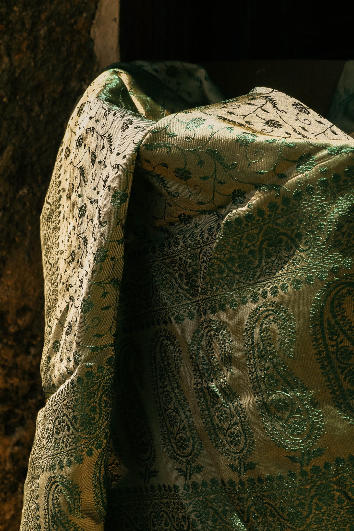 Foulard Hari #051 colori del bosco - verde e oro