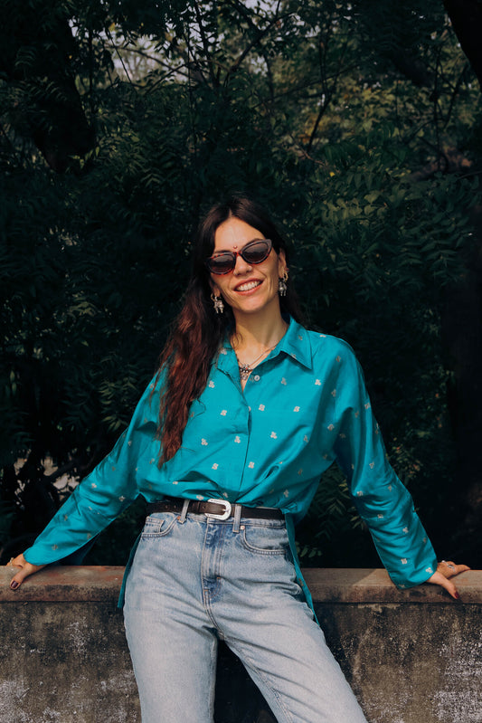 Zari shirt Turchese