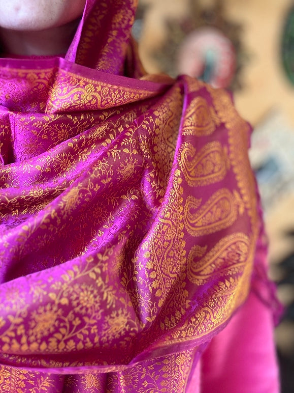 Foulard Swami #012 fuxia e oro