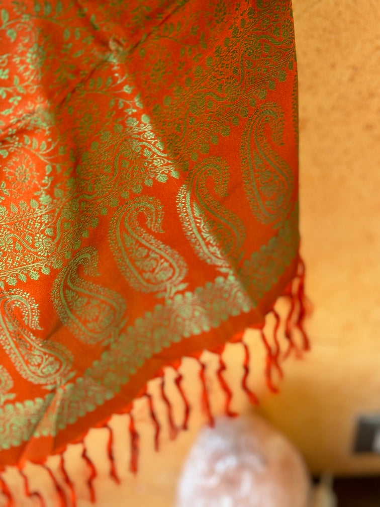 Foulard Swami #013 arancio scuro e verde