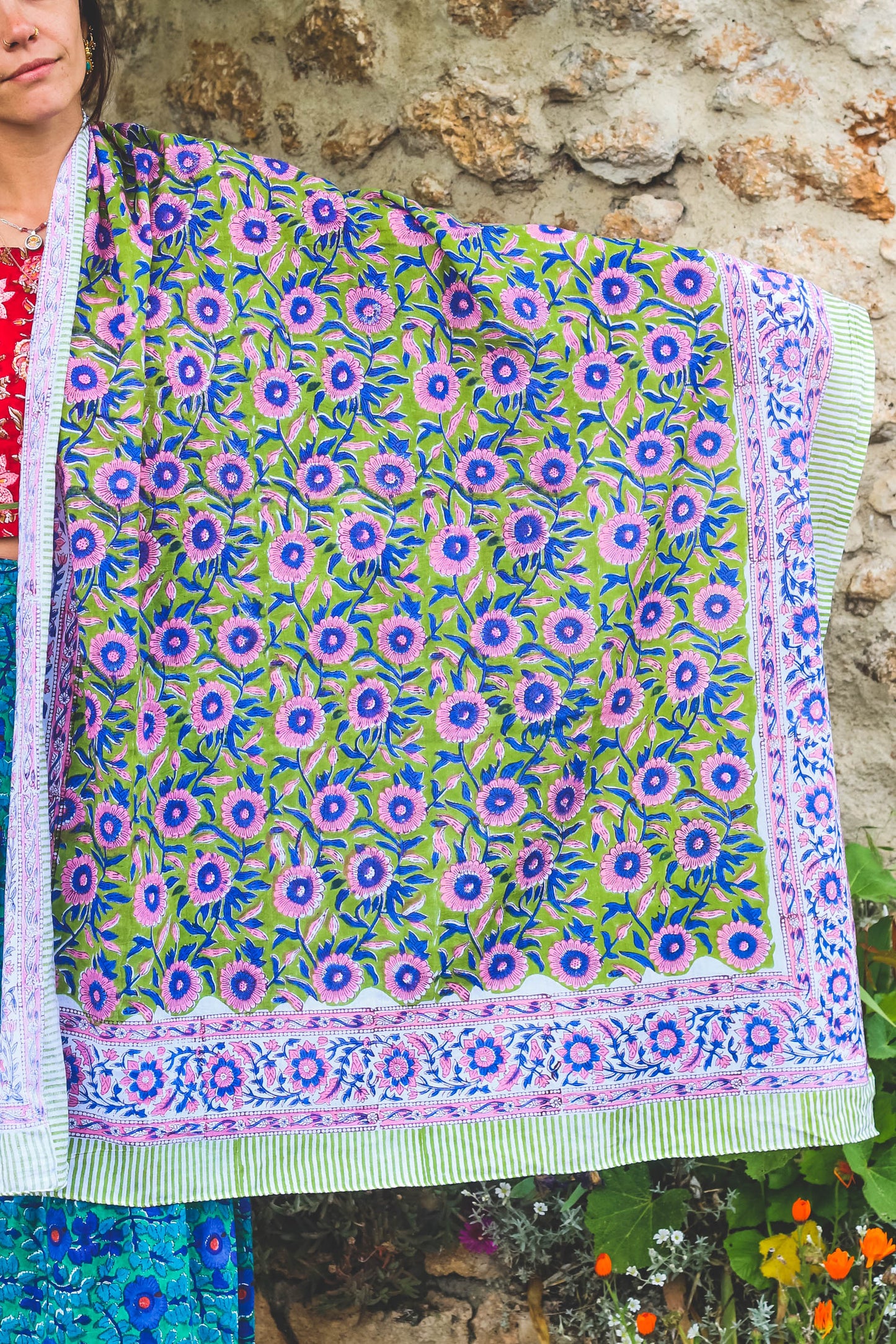 Pareo - Foulard Hara verde, rosa e blu