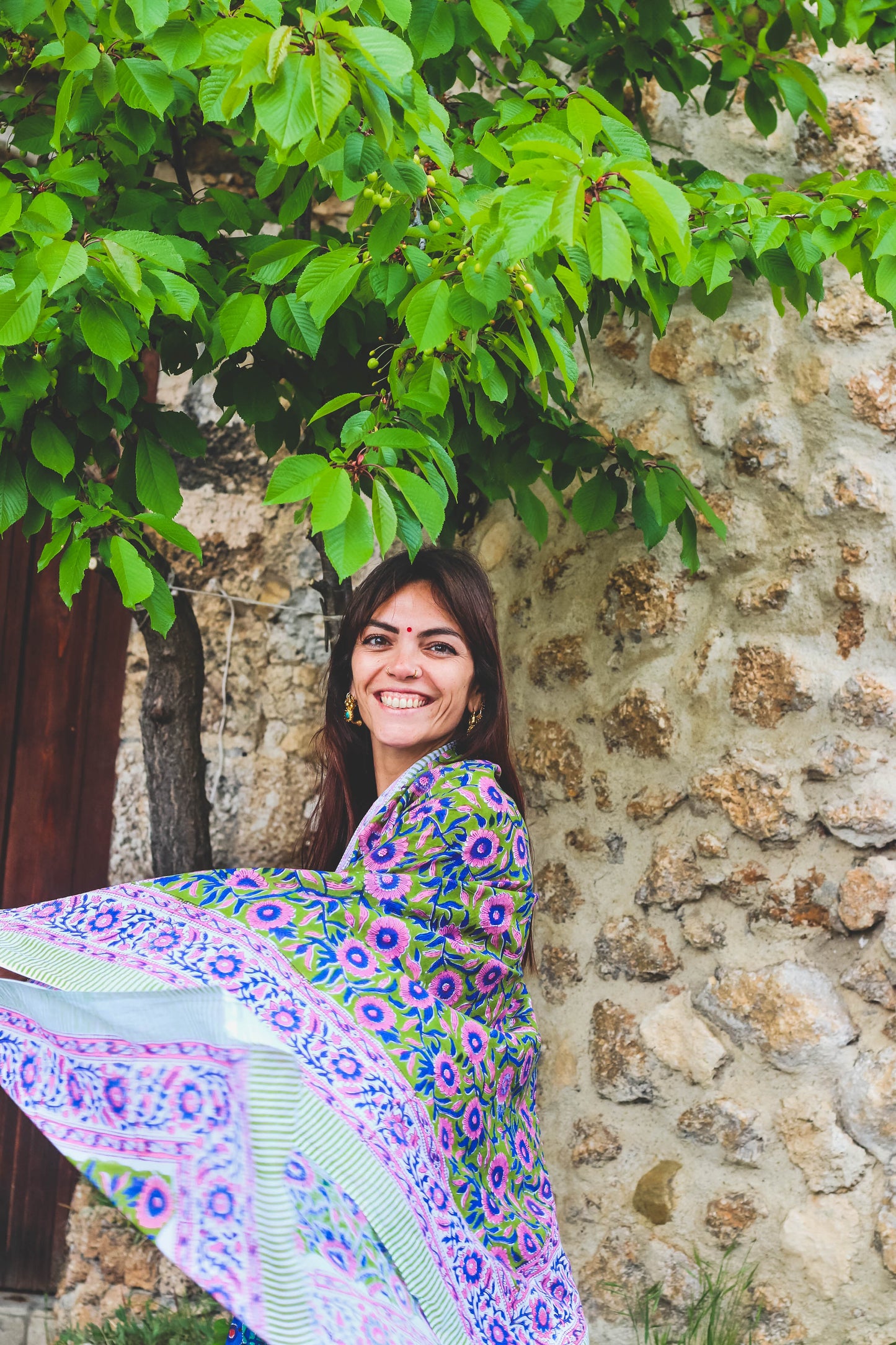 Pareo - Foulard Hara verde, rosa e blu