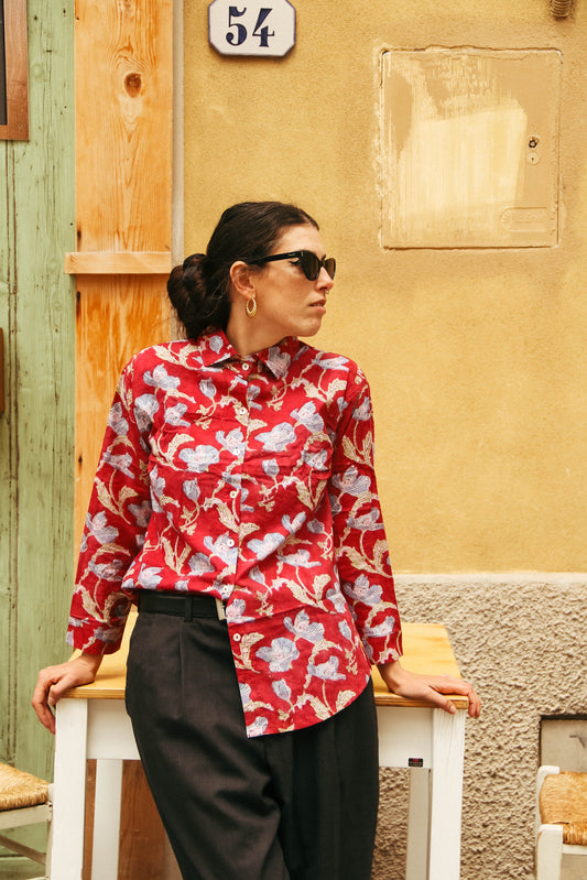 Camicia Aisha Bordeaux e Azzurra