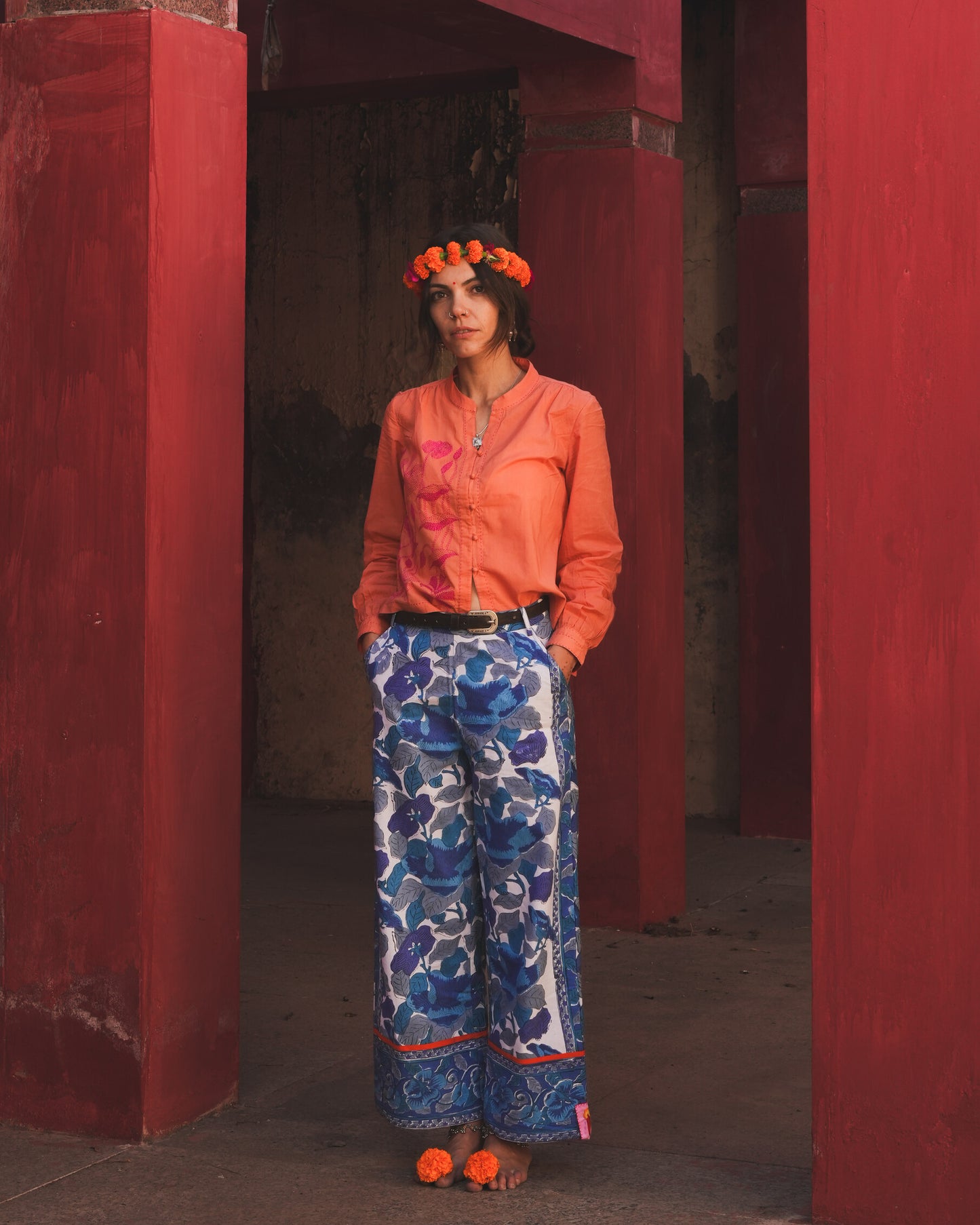 Pantalone Kamal Bianco e Azzurro